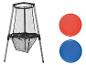 Filet de jeu Playtive et frisbees rouges et bleus.