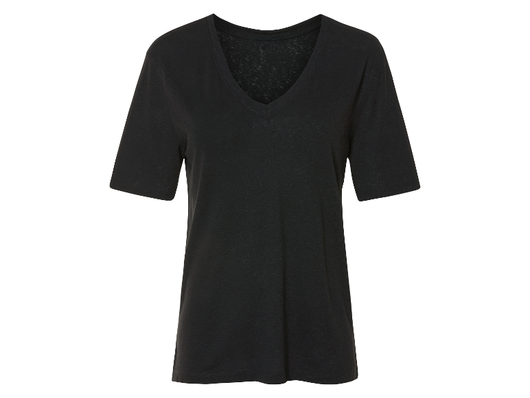 T-shirt noir en V pour femme.