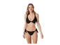 Modèle portant un bikini noir.