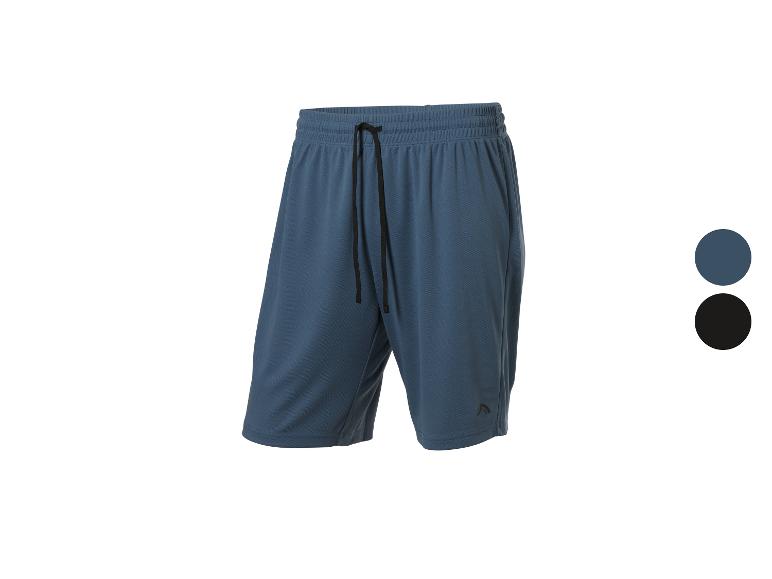 Short de sport bleu pour homme avec cordon noir, également disponible en noir.