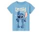 T-shirt bleu avec un imprimé de personnage de dessin animé et le texte « I'm not a morning alien ».