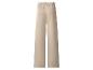 Pantalon large beige pour femme avec taille élastiquée et poches.