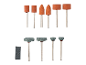 Assortiment de pierres à aiguiser pour utilisation avec des outils rotatifs.