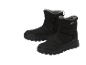Bottes de neige noires matelassées avec fermeture éclair et doublure, logo montagne.