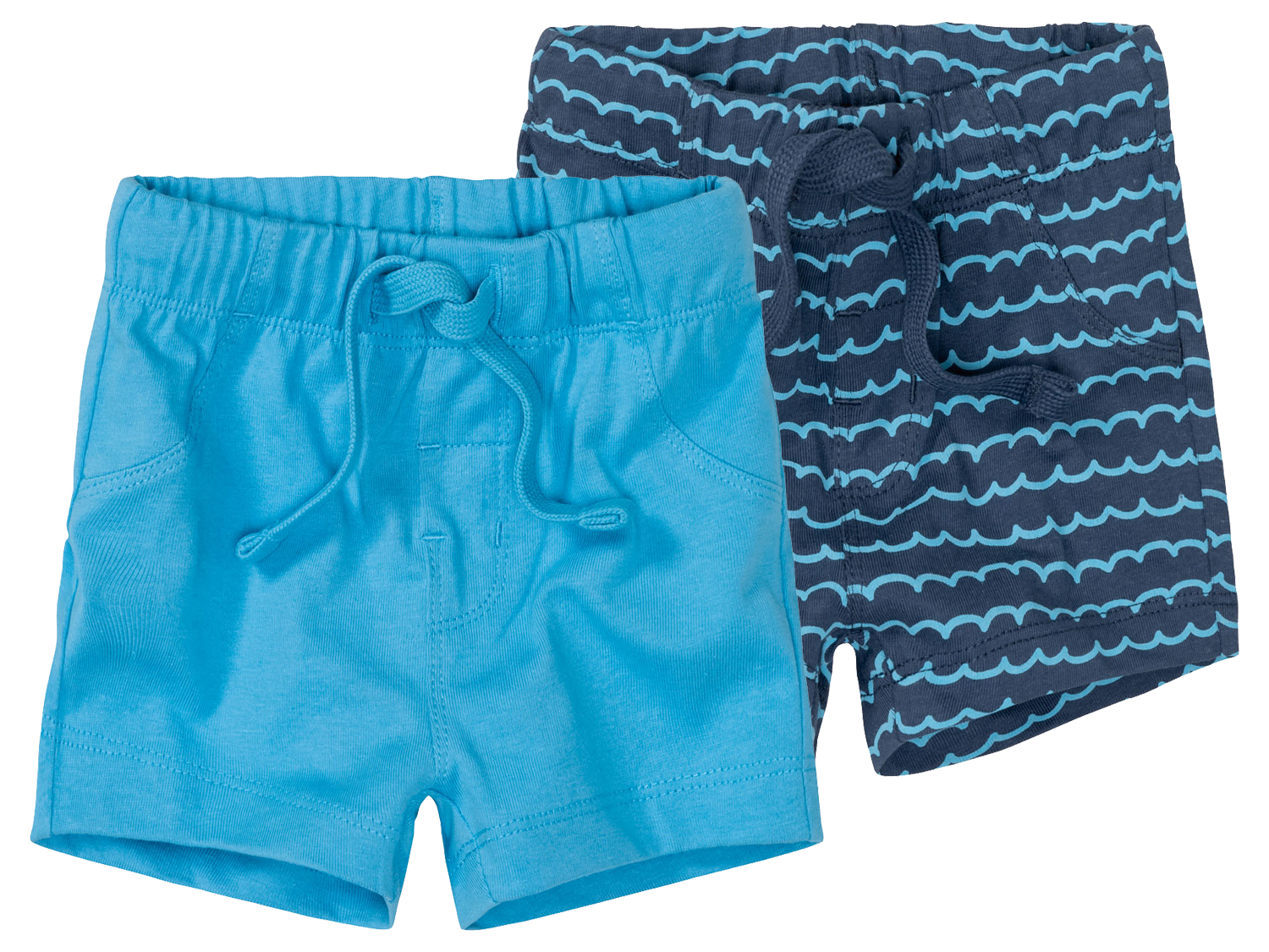 lupilu® Set de 2 shorts bébé (0-2 mois, bleu foncé/bleu)