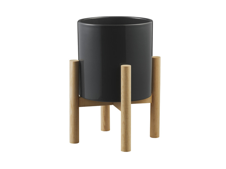 Aller en mode plein écran : LIVARNO home Cache-pot en céramique avec support en pin - Image 4