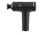 Pistolet de massage noir avec un embout rond, présenté sur fond blanc.