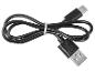 Câble de charge noir USB-A vers USB-C, soigneusement enroulé et fixé avec un lien blanc.