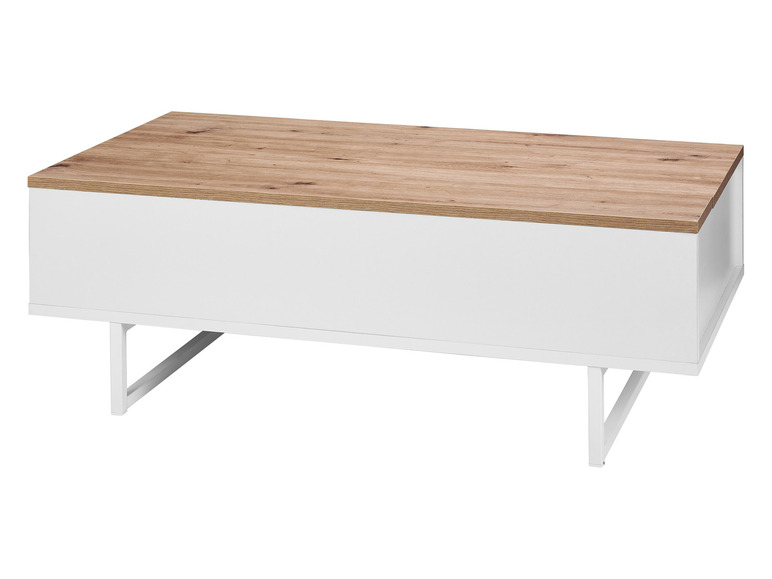 Aller en mode plein écran : LIVARNO home Table basse Madrid, 110 x 37,5 x 58 cm, imitation chêne/blanc - Image 5