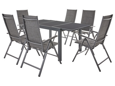 LIVARNO home Set de table de jardin extensible + 6 fauteuils Toronto en aluminium, anthracite