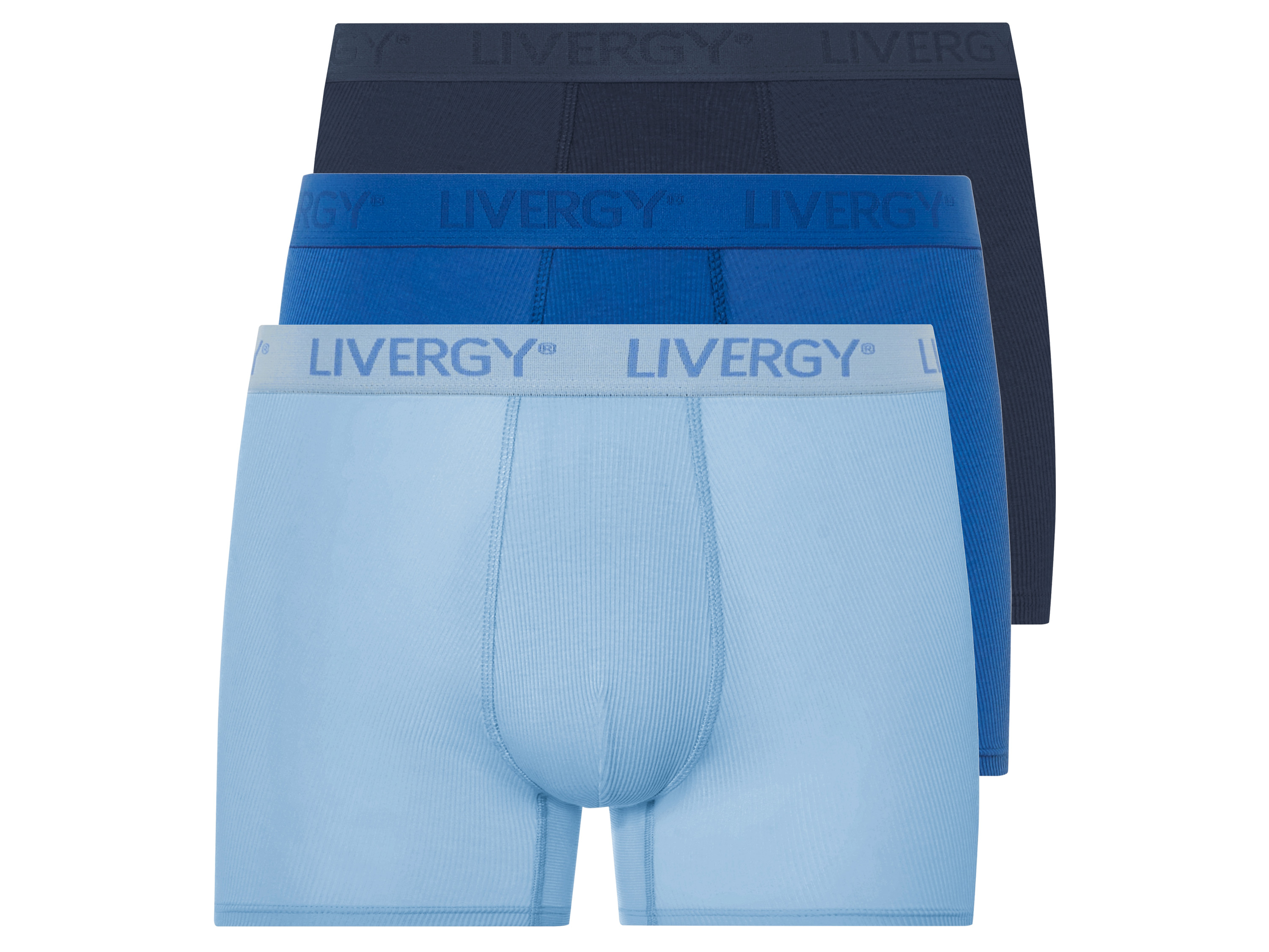 LIVERGY® Lot de 3 boxers côtelés homme (bleu clair/bleu/marine, S)