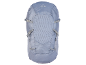 Un sac à dos Crivit bleu clair avec plusieurs sangles et boucles.