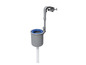 Un aspirateur de piscine gris avec un filtre bleu.