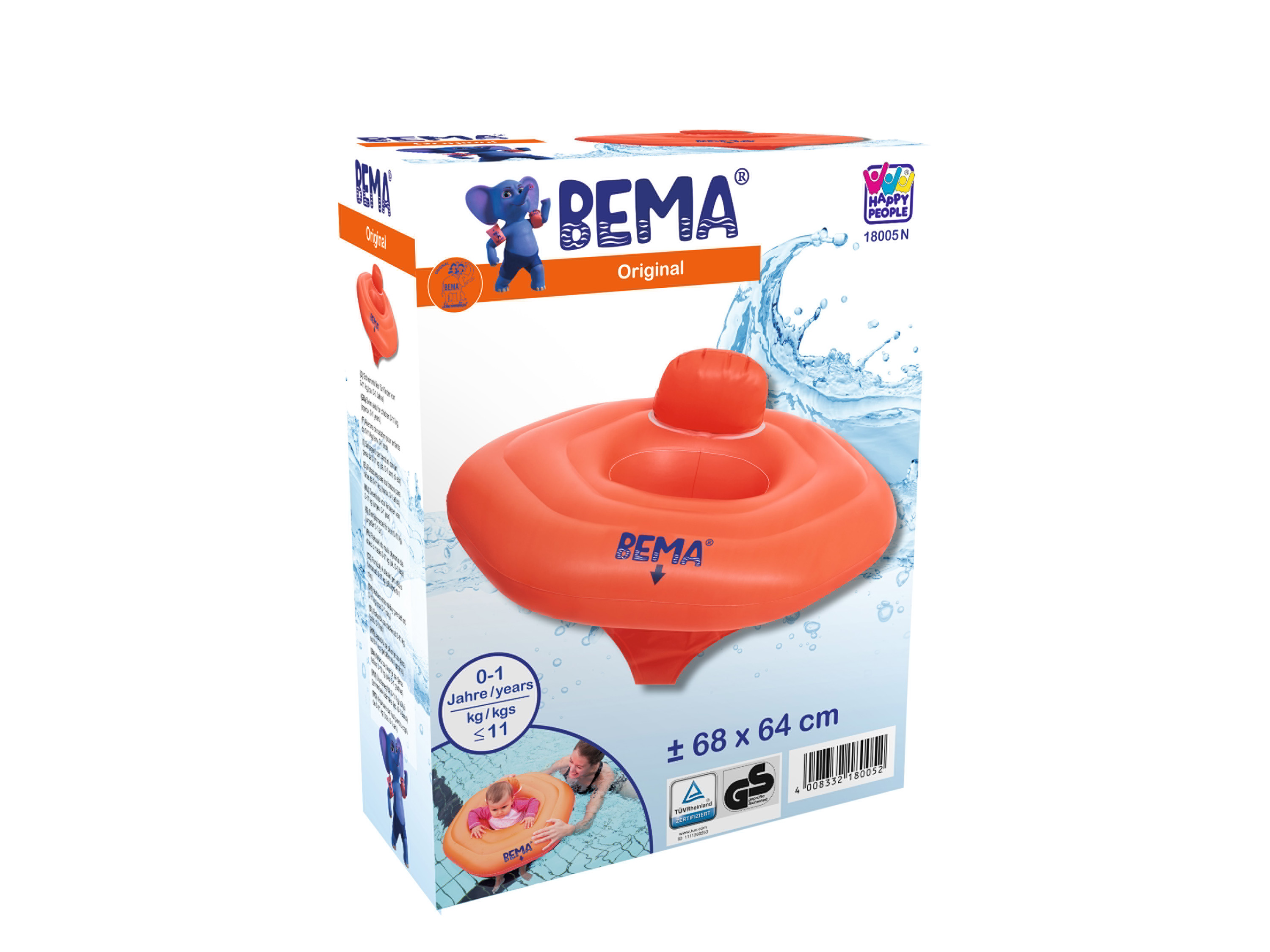 BEMA® Siège de natation ou aide à la natation, pour enfants ( Enfants jusqu'à 11 kg, 68 x 64 cm)