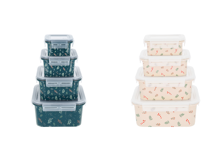 Deux ensembles de boîtes de conservation alimentaire avec motifs de Noël