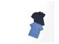 Deux t-shirts, un bleu et un noir.