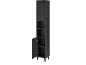 Meuble colonne de salle de bain gris foncé avec étagères ouvertes et portes