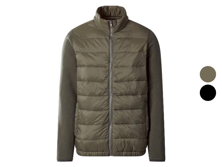 Veste matelassée vert olive pour homme avec manches tricotées et deux options de couleur.