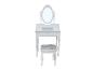 Coiffeuse blanche avec miroir ovale et tabouret assorti avec assise à motifs