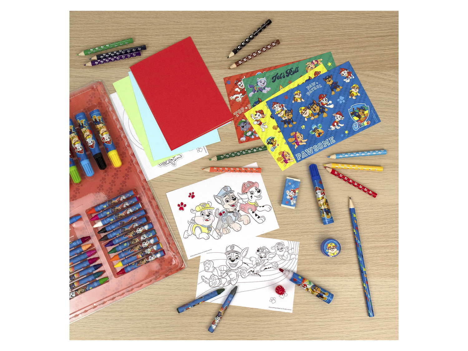 Coffret Malette dessin enfant 51 pieces Pat Patrouille - Feutres, crayons,  cire - Set Art creatif - Kit coloriage artiste et carte