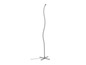 Un lampadaire moderne et incurvé avec un socle en croix.