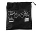 Un sac noir avec des instructions pour démarrer une voiture à l'aide de câbles de démarrage.