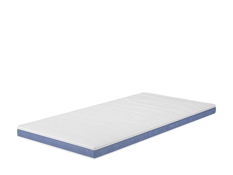 Matelas avec dessus matelassé blanc et côtés bleus