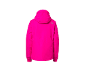 Veste d'hiver rose vif avec capuche, vue de dos.