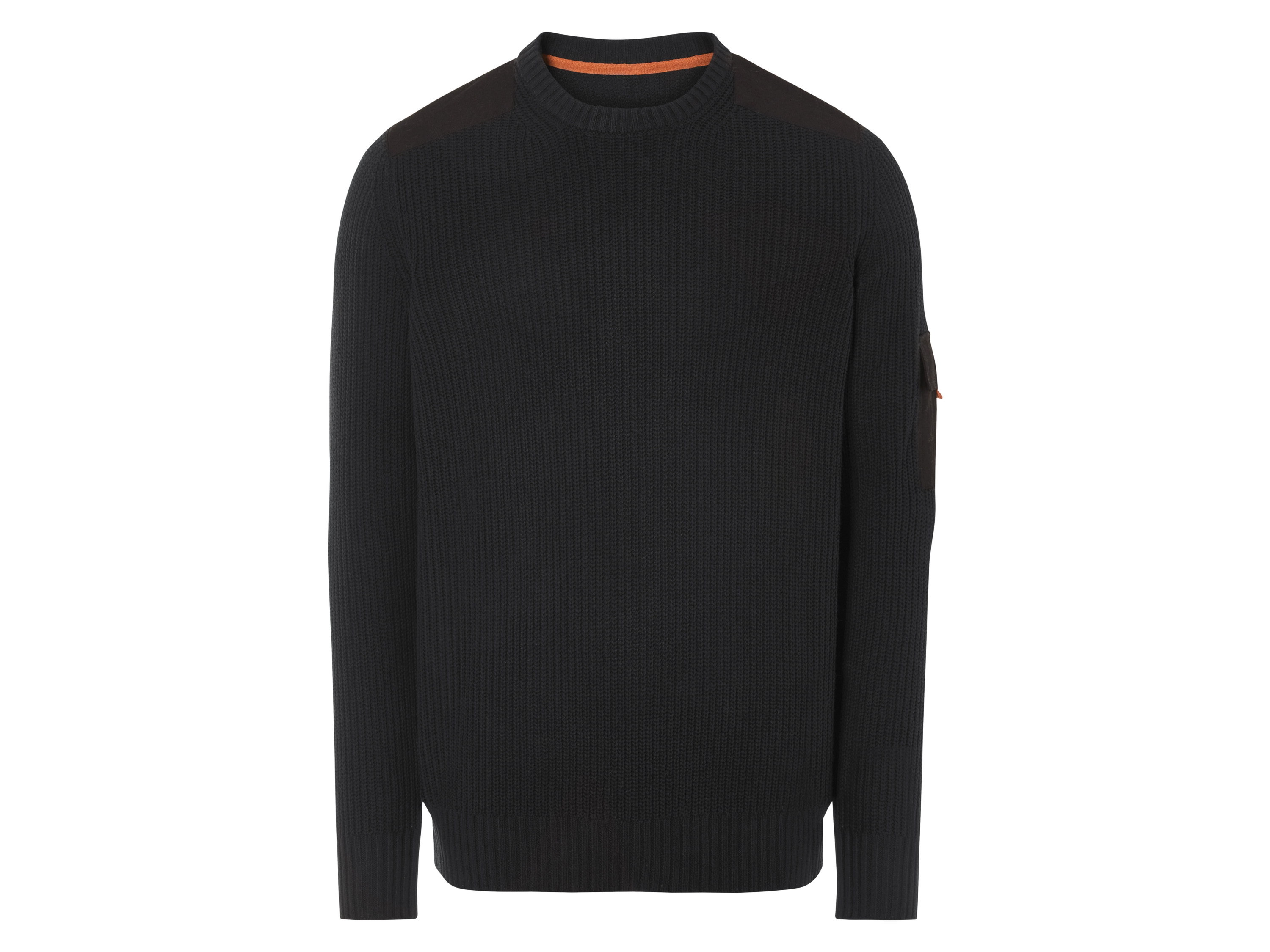LIVERGY® Pull Homme en Tricot avec Empiècements aux Épaules (noir, S)