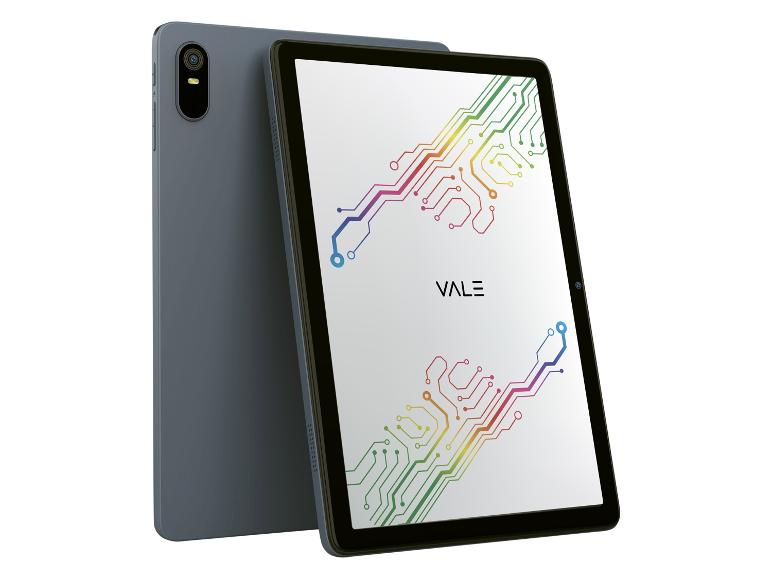 Deux tablettes grises, l'une avec l'écran affichant un circuit coloré et le logo VALE.