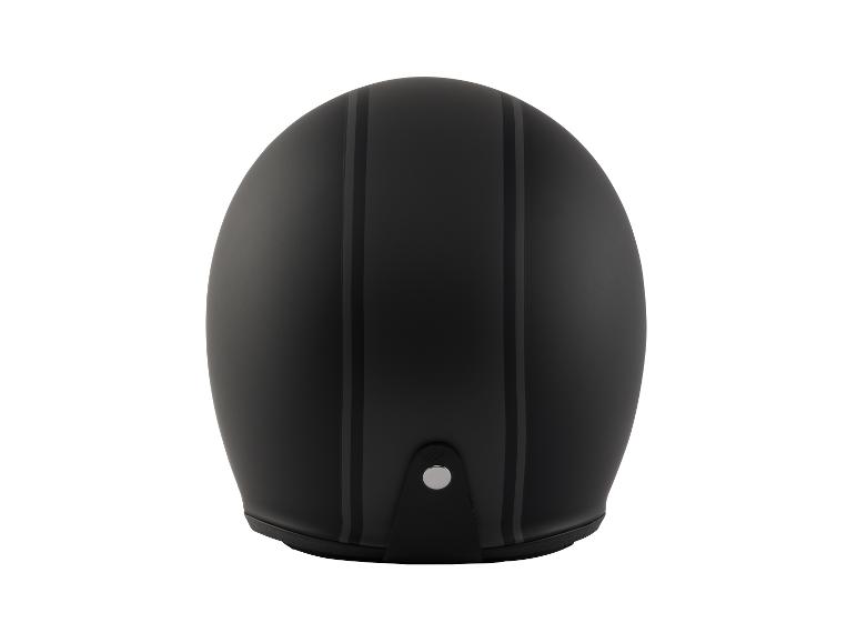 Un casque noir avec deux bandes grises.