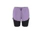 Short de sport superposé violet et noir avec cordon de serrage
