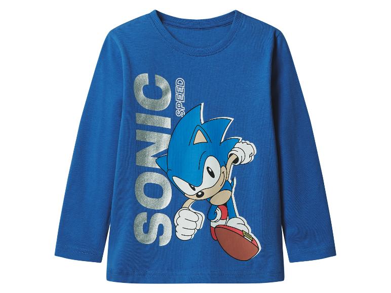 T-shirt bleu à manches longues avec motif Sonic the Hedgehog et texte 'SONIC SPEED'