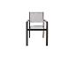 Chaise de jardin avec cadre noir, textile gris et accoudoirs en bois