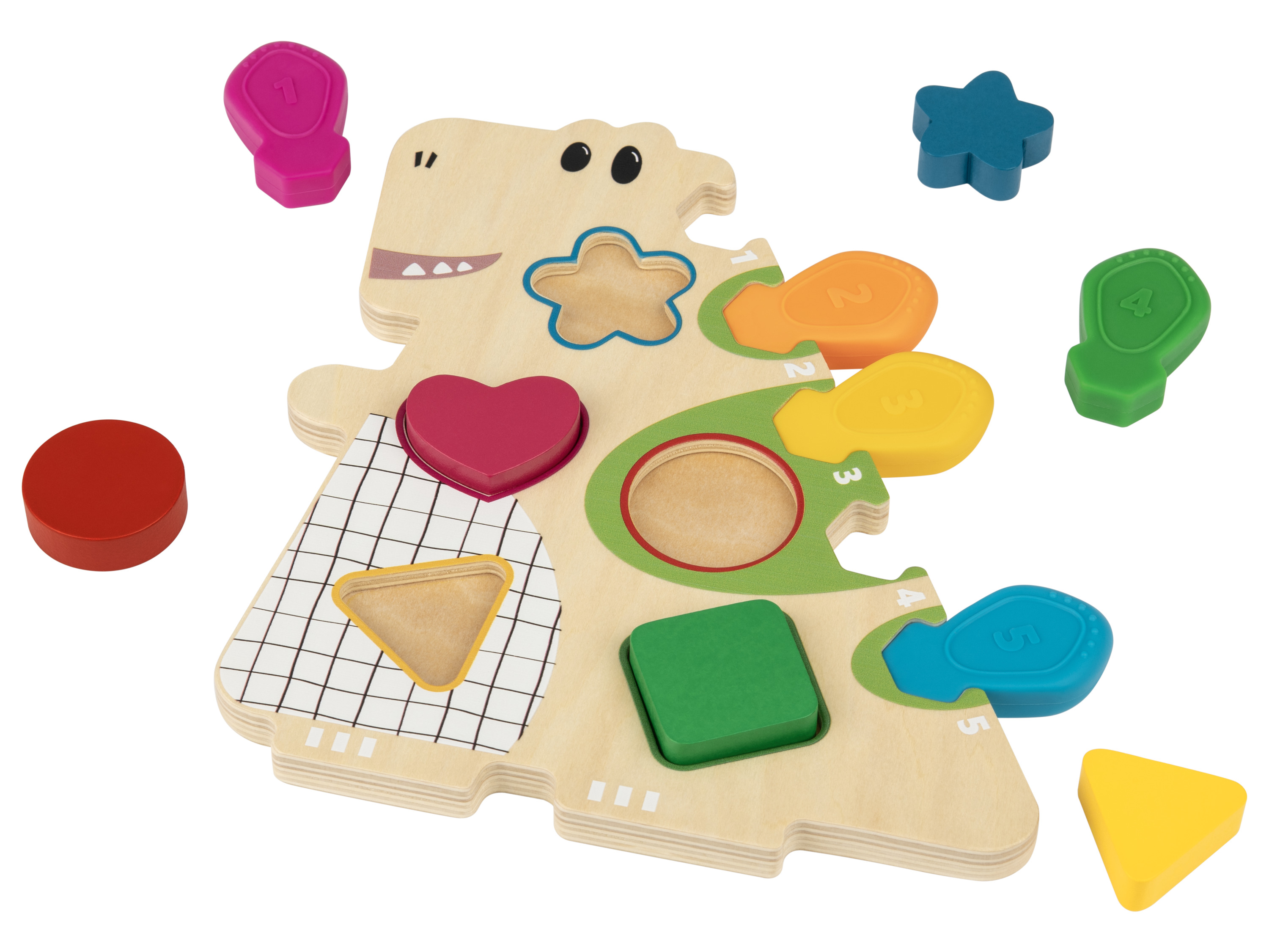 Playtive Jeu Montessori en bois (Dinosaure à reconnaissance des couleurs)