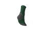 Chaussette de sport verte avec motifs gris et logo blanc sur le revers.