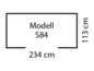Dimensions du modèle S84 : 234 cm de large et 113 cm de haut.