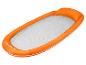 Transat flottant gonflable orange avec filet.