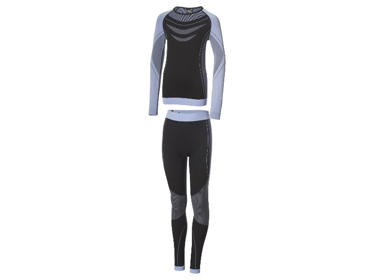 Ensemble de sous-vêtements thermiques noir et gris clair, composé d'un haut à manches longues et d'un legging.