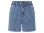 Shorts en jean bleu clair à taille élastique.