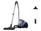 Un aspirateur Rowenta bleu avec des accessoires.