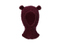 Cagoule tricotée bordeaux avec oreilles d'ours