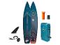 Combinaison de paddle gonflable, sac de transport et accessoires.