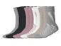 Lot de chaussettes unies et rayées pour femmes en gris, noir, rose, blanc et beige.