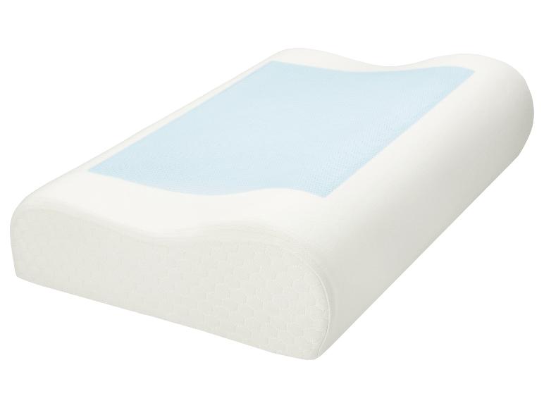 Oreiller en mousse à mémoire de forme blanc avec couche de gel rafraîchissant bleu pour un sommeil confortable
