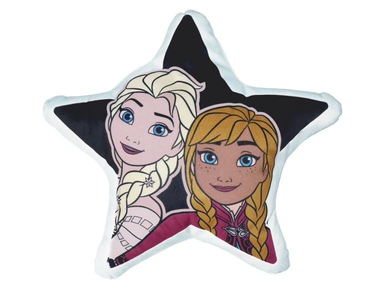 Coussin noir en forme d'étoile avec Elsa et Anna de La Reine des Neiges