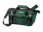 Sac à outils Parkside vert avec bandoulière, niveau à bulle et pince.