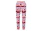 Un pantalon rose avec un motif de Noël.