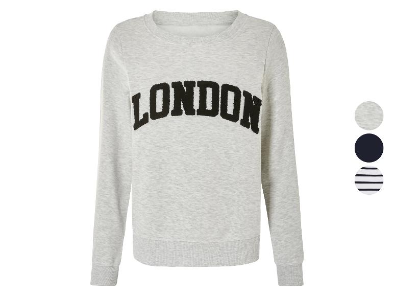 Un sweat-shirt gris à manches longues avec l'inscription 'LONDON'.