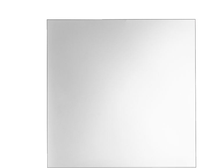 Un miroir carré mesurant environ 30 cm x 30 cm.